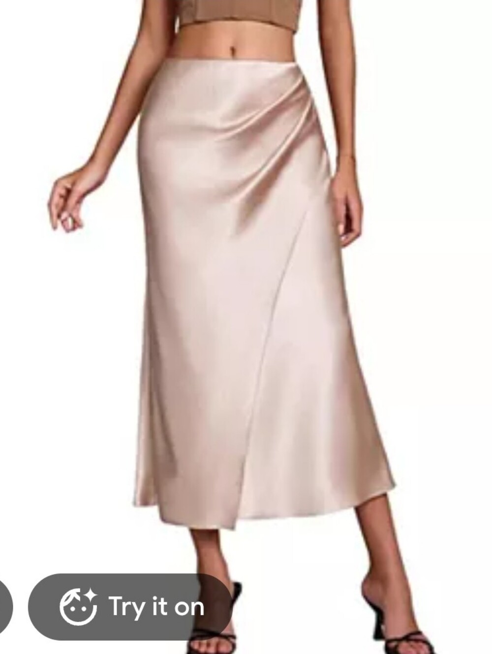 NWT Nicole Miller champagne-pink satin maxi slip skirt